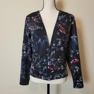 Maurices M Open Front Floral Long Sleeve Jacket Cardigan Lightweight Unlined